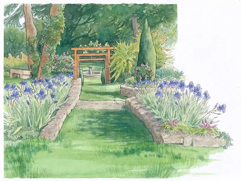 illustration jardin manoir donjon