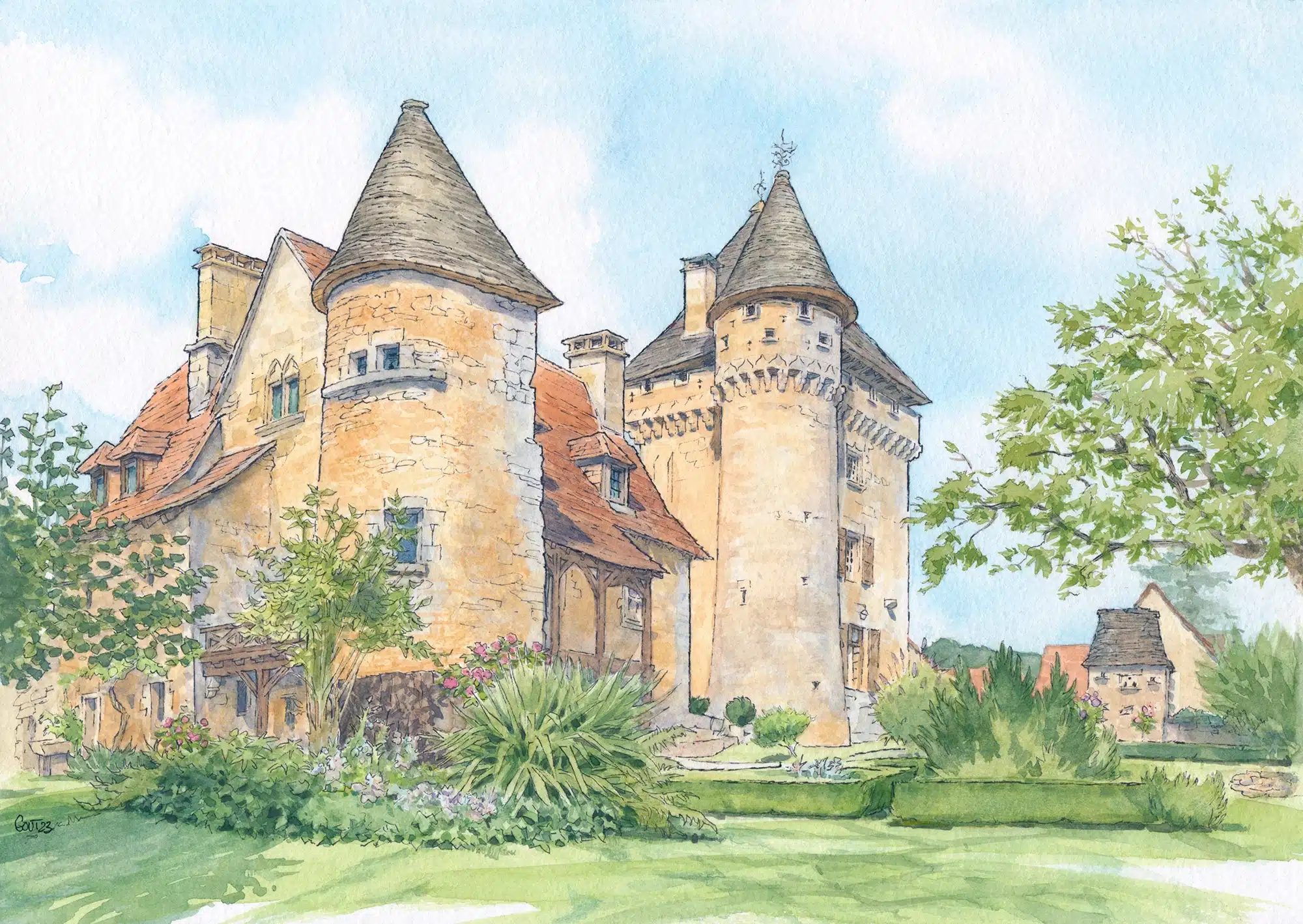 illustration garden manoir donjon arriere manoir de la salle